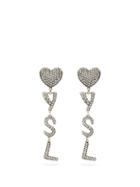 Matchesfashion.com Saint Laurent - Ysl Crystal-embellished Clip Earrings - Womens - Crystal