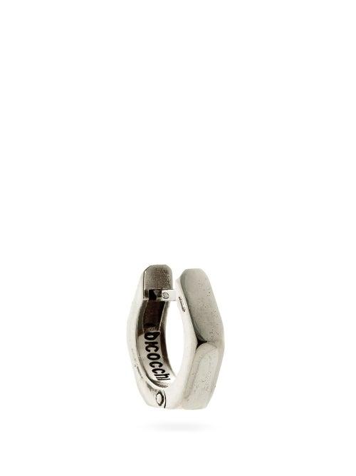 Matchesfashion.com Emanuele Bicocchi - Hexagonal Engraved Sterling-silver Single Earring - Mens - Silver