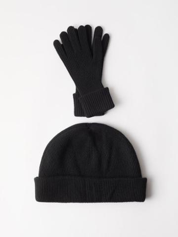 Arch4 - Cashmere Beanie Hat & Gloves Set - Mens - Black