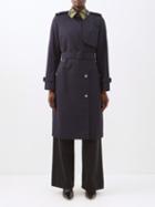 Burberry - Double-breasted Belted Cotton Trench Coat - Womens - Dark Blue