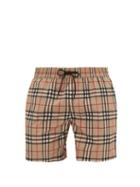 Matchesfashion.com Burberry - Grafton Checked Swim Shorts - Mens - Beige Multi