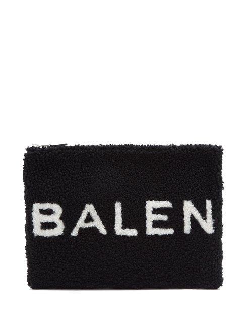 Matchesfashion.com Balenciaga - Shearling Pouch - Womens - Black White