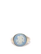 Matchesfashion.com Ferian - Wedgwood Ceramic Cherub & Gold Signet Ring - Womens - Blue