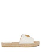 Matchesfashion.com Gucci - Gg Quilted Leather Espadrille Slides - Womens - White