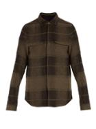 Matchesfashion.com Rick Owens - Dirt Checked Linen And Camel Blend Shirt - Mens - Multi