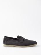 Bougeotte - Gomm Shearling-lined Suede Loafers - Mens - Blue Navy