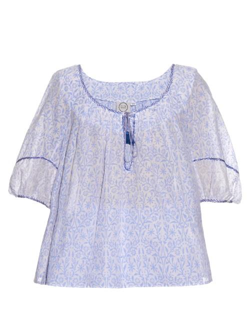Thierry Colson Evita Porcelain-print Cotton Top