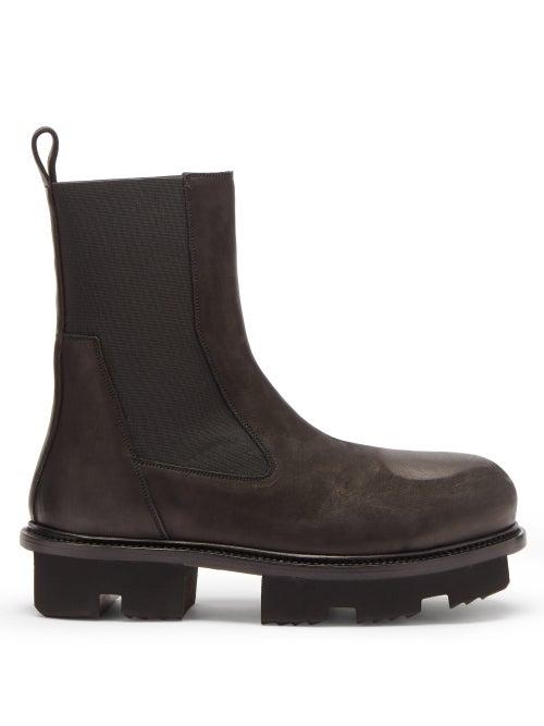Matchesfashion.com Rick Owens - Bozo Megatooth Scratched-leather Chelsea Boots - Mens - Black