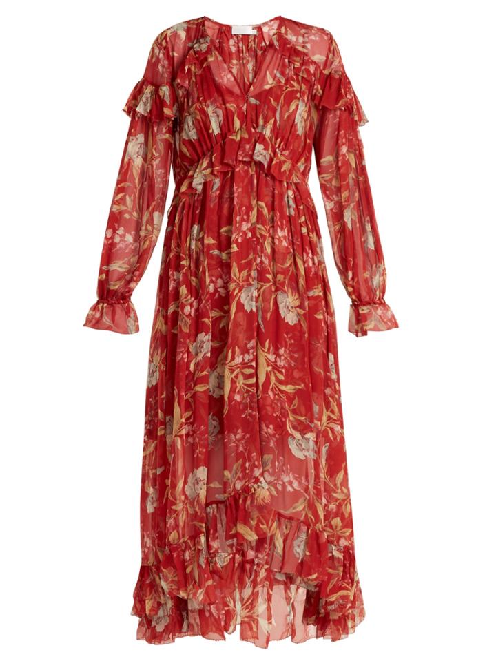 Zimmermann Corsair Iris Floral-print Silk-georgette Dress