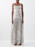 Agua By Agua Bendita - Avellana V-neck Linen Maxi Dress - Womens - Multi