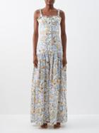 Agua By Agua Bendita - Avellana V-neck Linen Maxi Dress - Womens - Multi