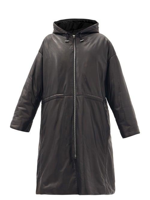 Matchesfashion.com Joseph - Cocon Hooded Padded Leather Coat - Womens - Black