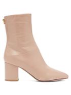 Matchesfashion.com Valentino - Ringstud Point Toe Leather Ankle Boots - Womens - Nude
