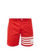 Matchesfashion.com Thom Browne - Striped Swim Shorts - Mens - Red