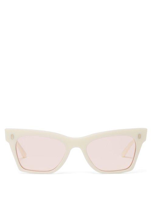 Matchesfashion.com Celine Eyewear - Rectangular Cat Eye Acetate Sunglasses - Womens - Ivory Multi
