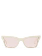 Matchesfashion.com Celine Eyewear - Rectangular Cat Eye Acetate Sunglasses - Womens - Ivory Multi