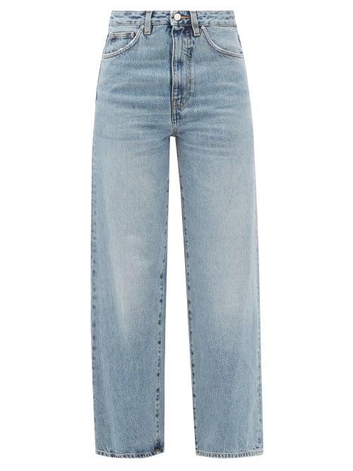 Totme - High-rise Cropped Flared Jeans - Womens - Light Denim