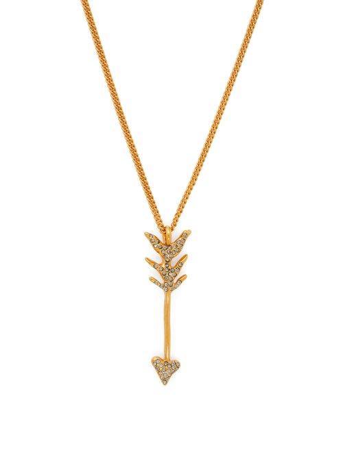 Matchesfashion.com Givenchy - Crystal Embellished Arrow Necklace - Womens - Gold