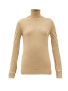 Matchesfashion.com Burberry - Elaina Roll-neck Two-tone Wool-blend Sweater - Womens - Camel