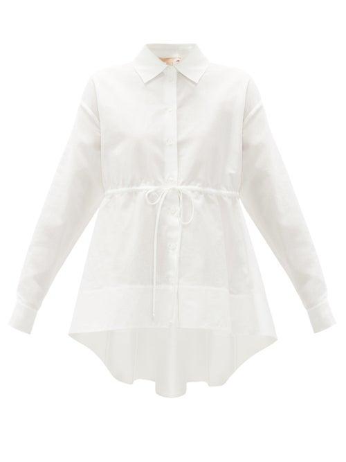 Matchesfashion.com Brock Collection - Waist-tie Cotton-blend Poplin Shirt - Womens - White
