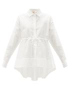 Matchesfashion.com Brock Collection - Waist-tie Cotton-blend Poplin Shirt - Womens - White
