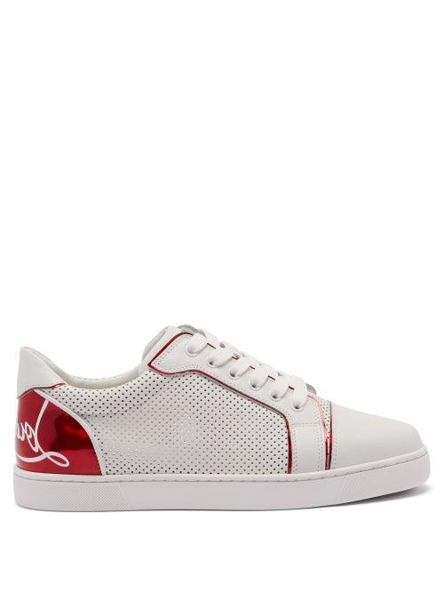 Christian Louboutin - Fun Vieira Perforated Leather Trainers - Womens - White