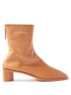 Acne Studios - Bertine Logo-print Square-toe Leather Boots - Womens - Tan
