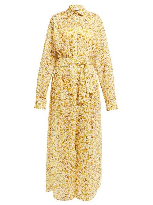 Matchesfashion.com On The Island - Pareo Floral Print Cotton Voile Sarong - Womens - Yellow