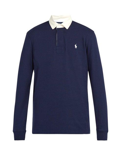 Matchesfashion.com Polo Ralph Lauren - Logo Embroidered Cotton Rugby Shirt - Mens - Navy