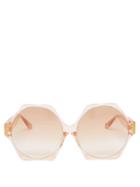 Linda Farrow - Bora Oversized Hexagon Acetate Sunglasses - Womens - Peach