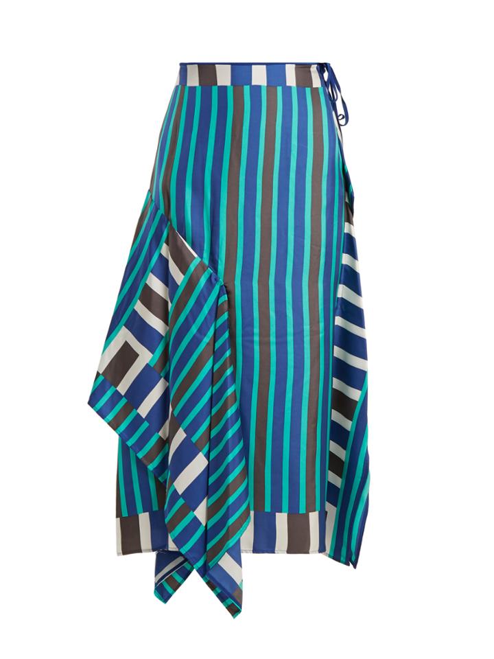 Diane Von Furstenberg Saxon Striped Asymmetric Silk Skirt