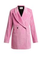 Matchesfashion.com Msgm - Double Breasted Cotton Corduroy Blazer - Womens - Pink