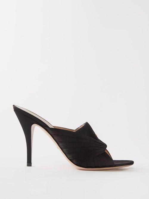 Gucci - Pleated-satin Heeled Mules - Womens - Black