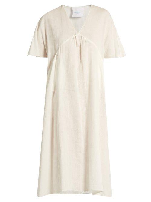 Matchesfashion.com Loup Charmant - Abid Fluted Sleeve Cotton Kaftan - Womens - White