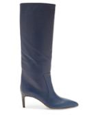 Paris Texas - Point-toe Leather Knee-high Boots - Womens - Navy