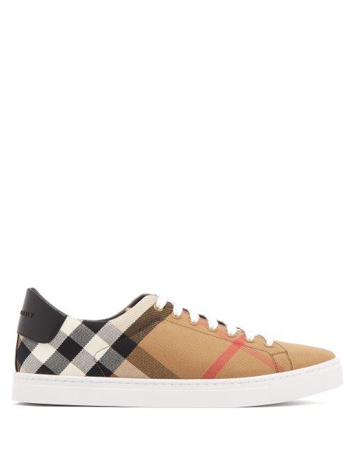 Matchesfashion.com Burberry - Check Low Top Canvas Trainers - Mens - Black