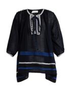 Sonia Rykiel Braid-embroidered Tie-neck Knitted-voile Top