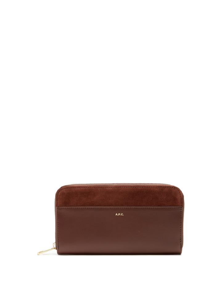 A.p.c. Claire Zip-around Leather And Suede Wallet