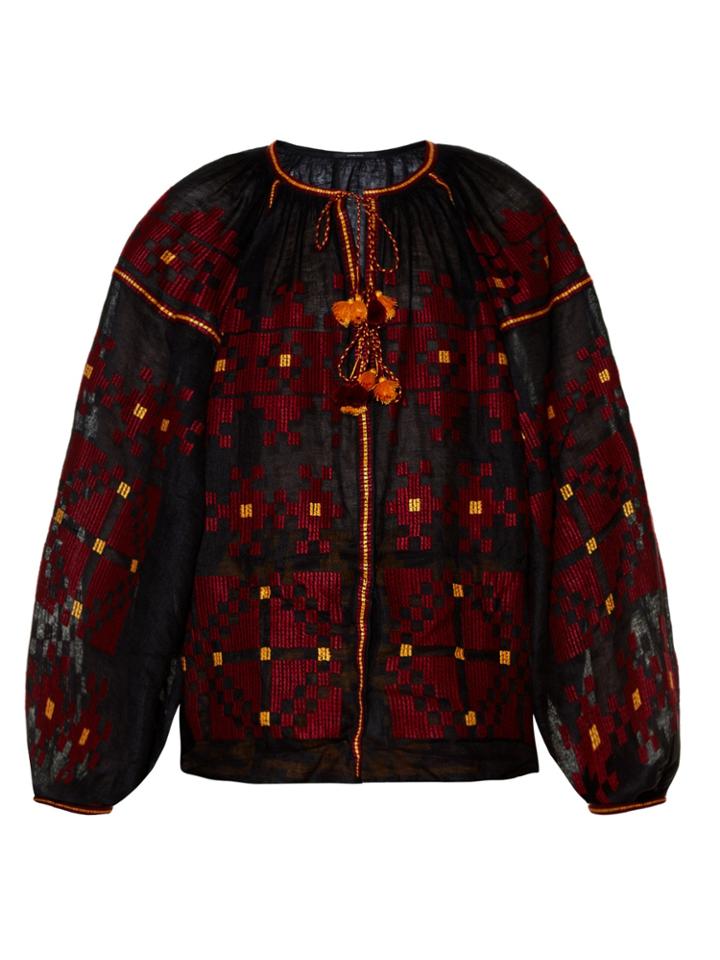 Vita Kin Pixel Embroidered Linen Blouse