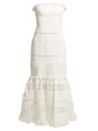 Matchesfashion.com Zimmermann - Wayfarer Strapless Cotton And Lace Midi Dress - Womens - Ivory