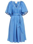 Matchesfashion.com Anaak - Isadora Topstitched Cotton Dress - Womens - Blue