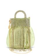 Matchesfashion.com Rosantica - Follie Crystal-fringed Satin Bag - Womens - Green Multi