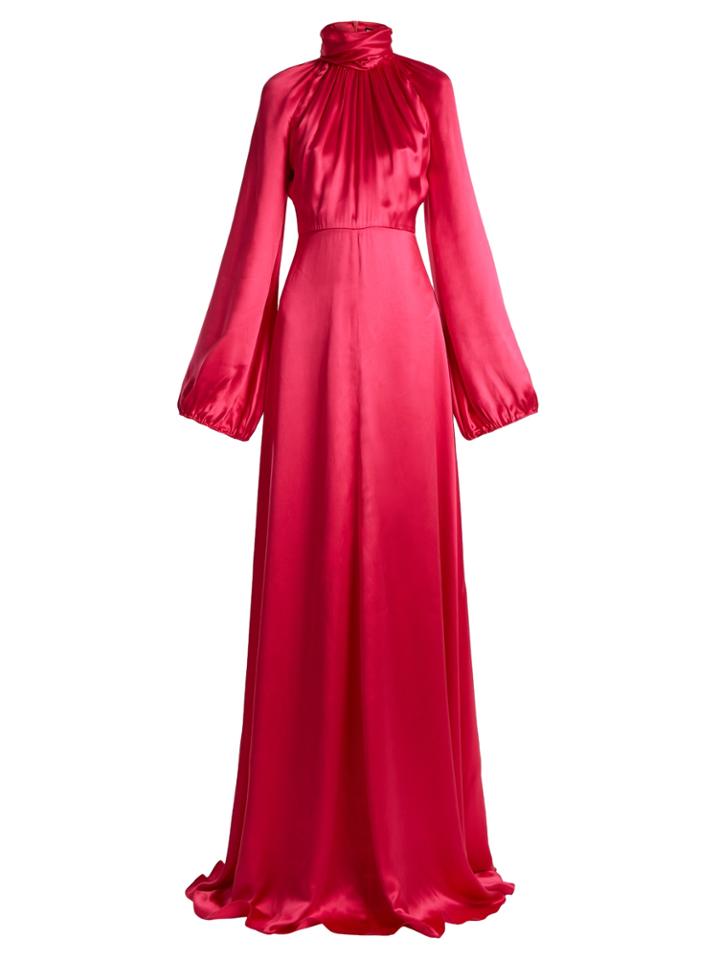 Gucci High-neck Gathered Satin Gown