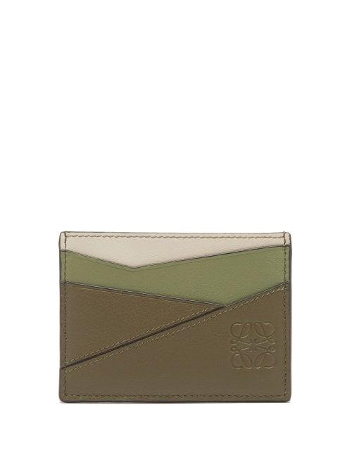 Loewe - Puzzle Leather Cardholder - Womens - Green Multi