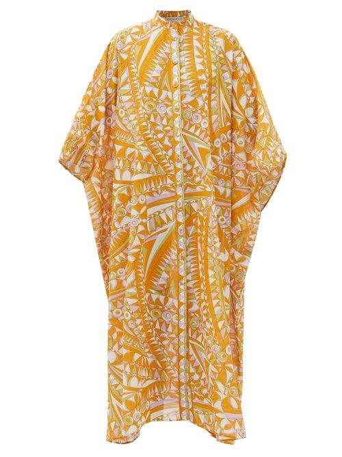 Emilio Pucci - Bandierine-print Cotton-blend Kaftan - Womens - Orange Print