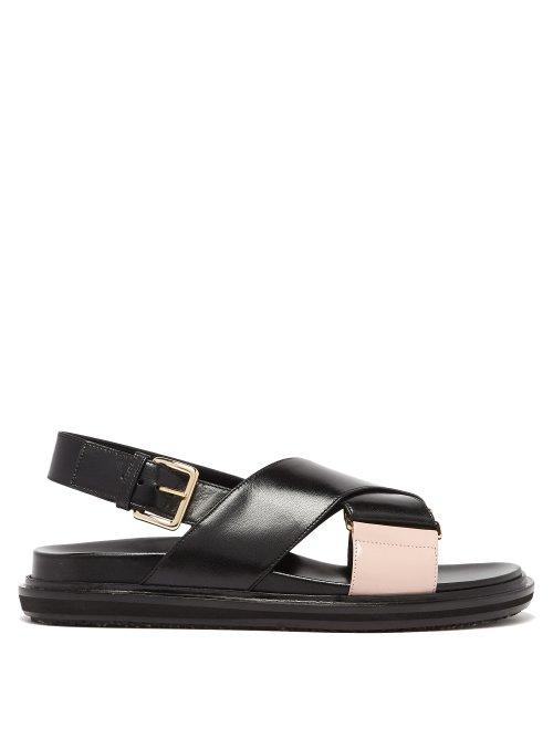 Matchesfashion.com Marni - Leather Sling Back Sandals - Womens - Black Pink