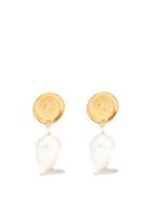 Hermina Athens - Hercules Lost Sea Pearl & Gold-plated Earrings - Womens - White