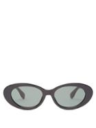 Matchesfashion.com Le Specs - X Solid & Striped Ditch Cat-eye Acetate Sunglasses - Womens - Black