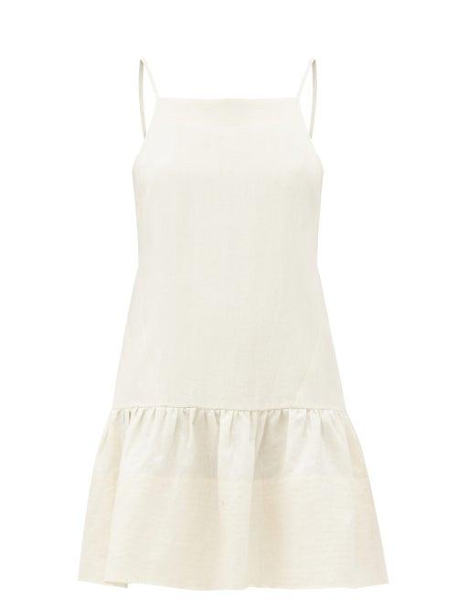 Matchesfashion.com Three Graces London - Skye Square-neck Cotton Mini Dress - Womens - Ivory
