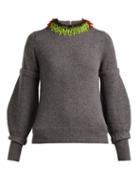 Matchesfashion.com Toga - Beaded Wool Blend Sweater - Womens - Grey